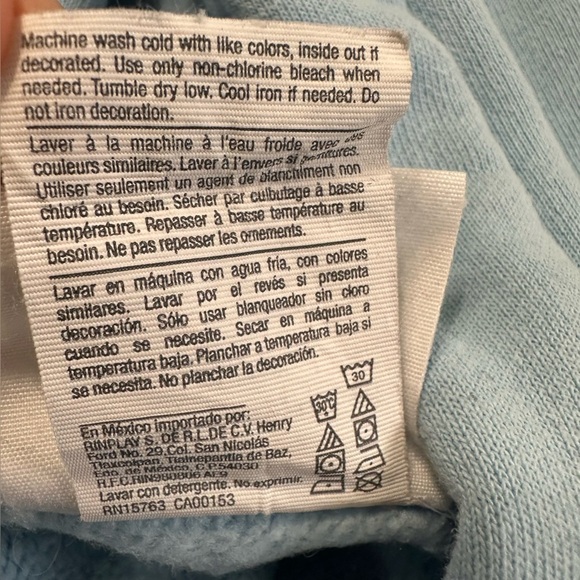 Champion Sweatshirt Light Blue Men's Pullover Spell Out Hoodie - Picture 14 of 15